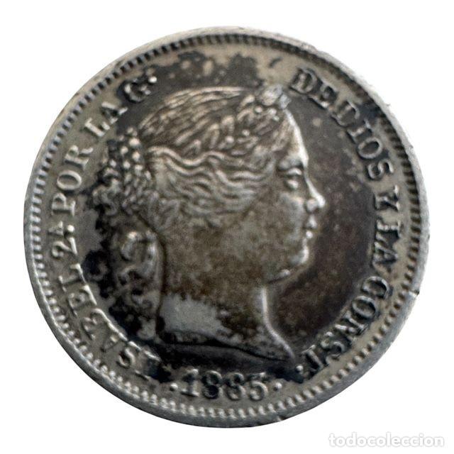 Monedas de Espa&ntilde;a: Isabel II. 10 C&eacute;ntimos de Escudo 1865 Madrid. P&aacute;tina antigua de monetario. Ag EBC/XF