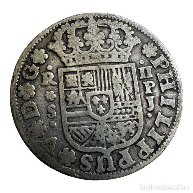 Monedas de Espa&ntilde;a: Felipe v. 2 Reales 1737 Sevilla PJ, Ag MBC/VF