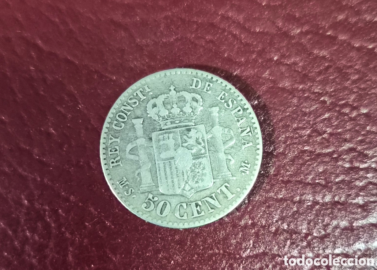 Monedas de Espa&ntilde;a: 50 c&eacute;ntimos 1885 &ndash; Alfonso XII &ndash; Plata 835