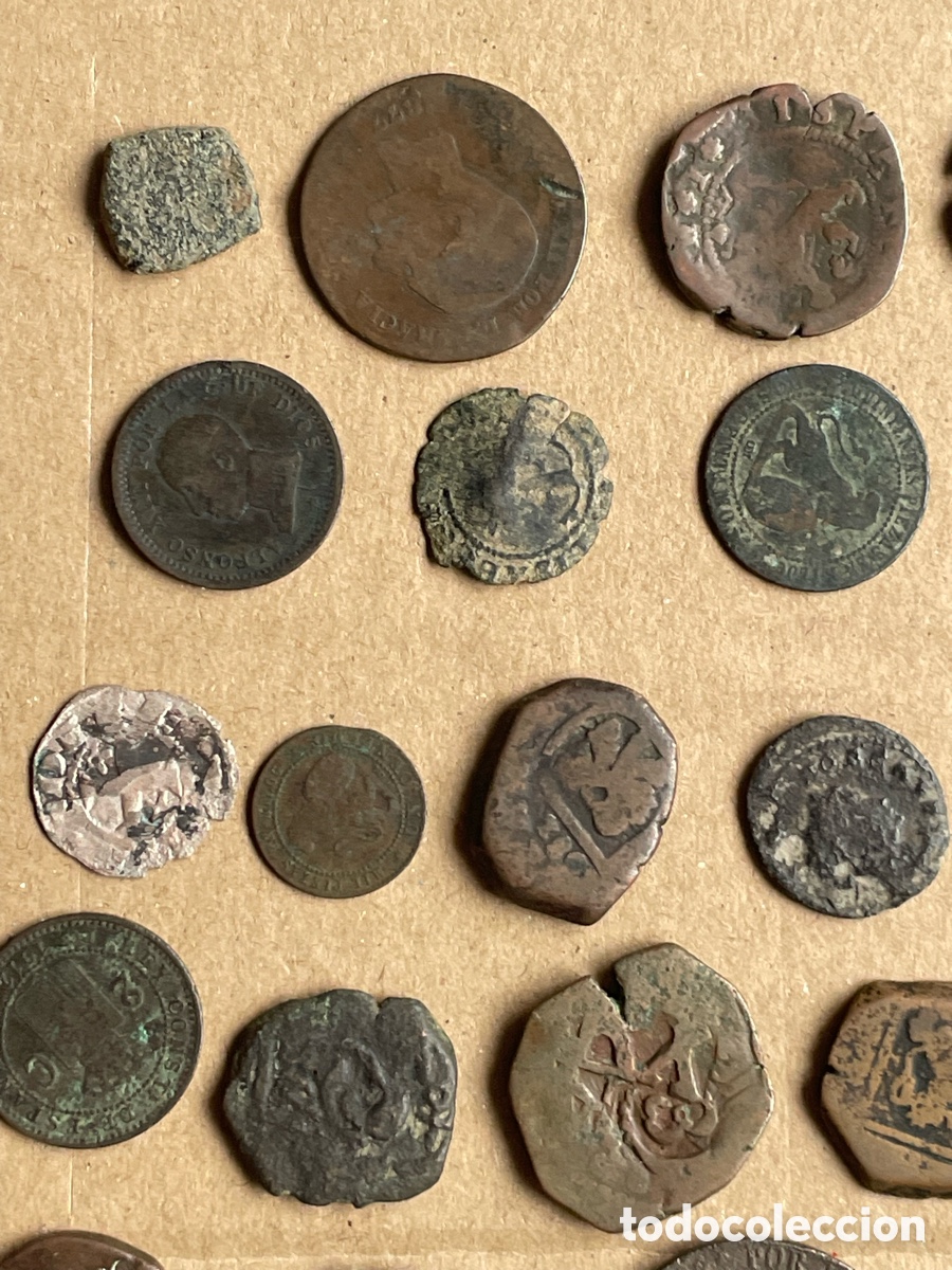 Monedas de Espa&ntilde;a: Lote de 52 monedas sin limpiar - Foto 2
