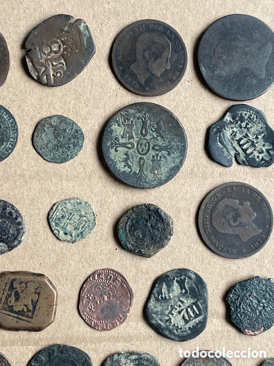 Monedas de Espa&ntilde;a: Lote de 52 monedas sin limpiar - Foto 3