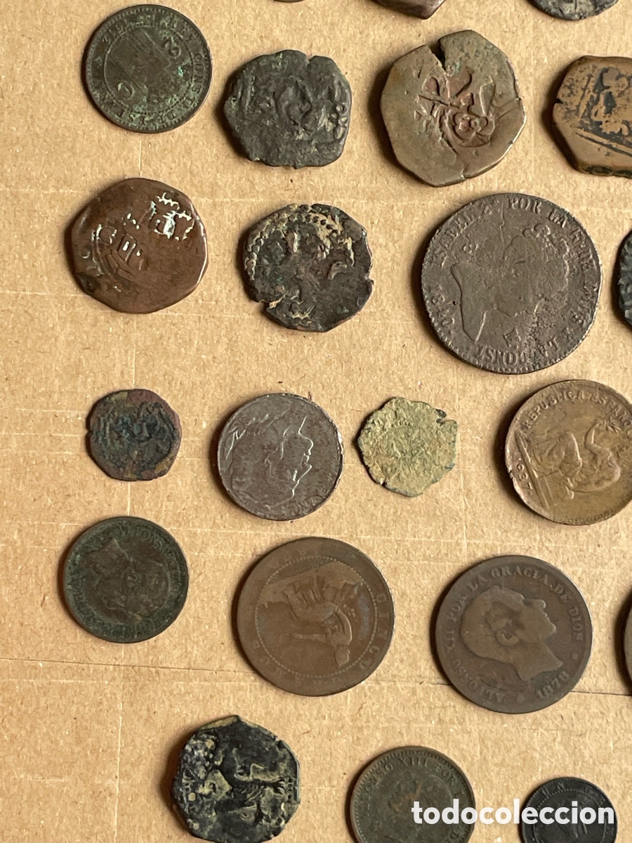 Monedas de Espa&ntilde;a: Lote de 52 monedas sin limpiar - Foto 4