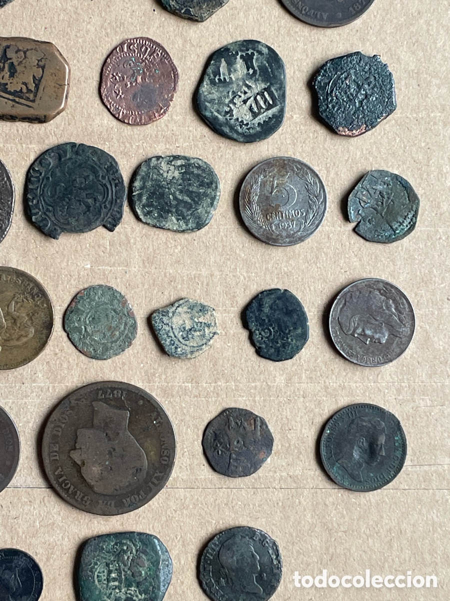 Monedas de Espa&ntilde;a: Lote de 52 monedas sin limpiar - Foto 5