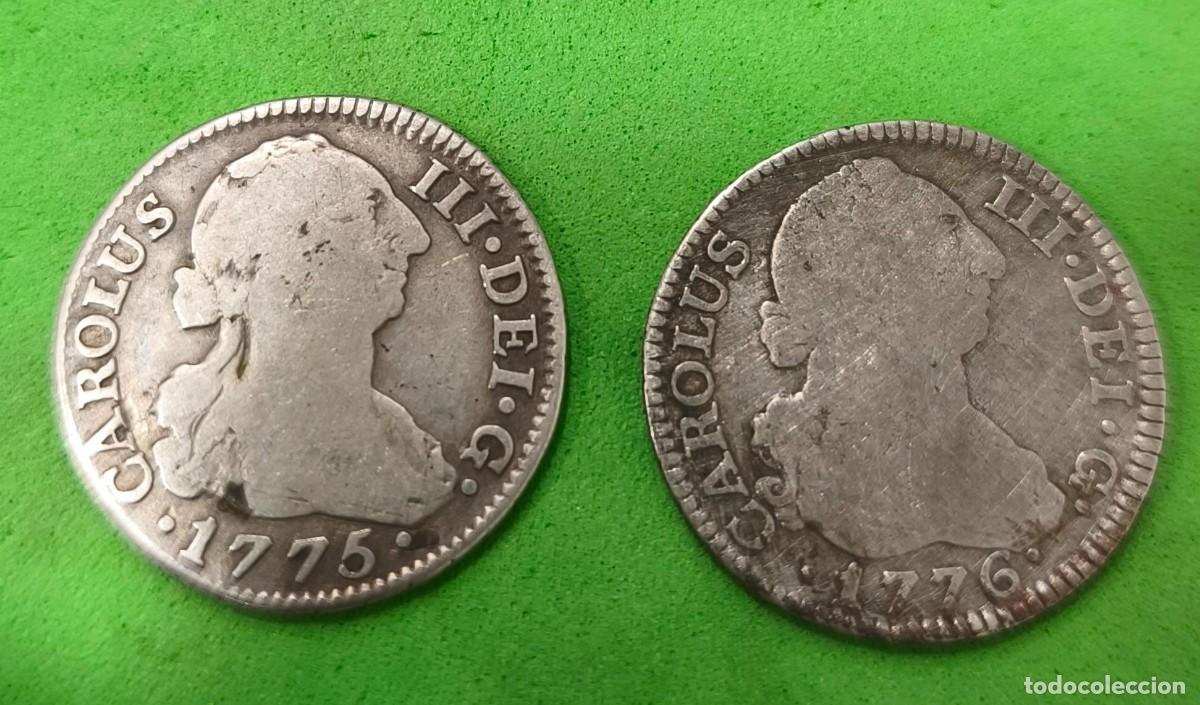 Monete da Spagna: ESPA&Ntilde;A. A&Ntilde;O 1775 Y 1776. CARLOS III. 2 REALES PLATA MADRID Y SEVILLA.