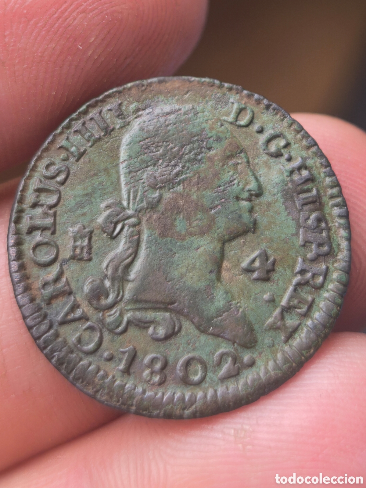 Monedas de Espa&ntilde;a: Carlos IV 1802 4 maravedis Segovia