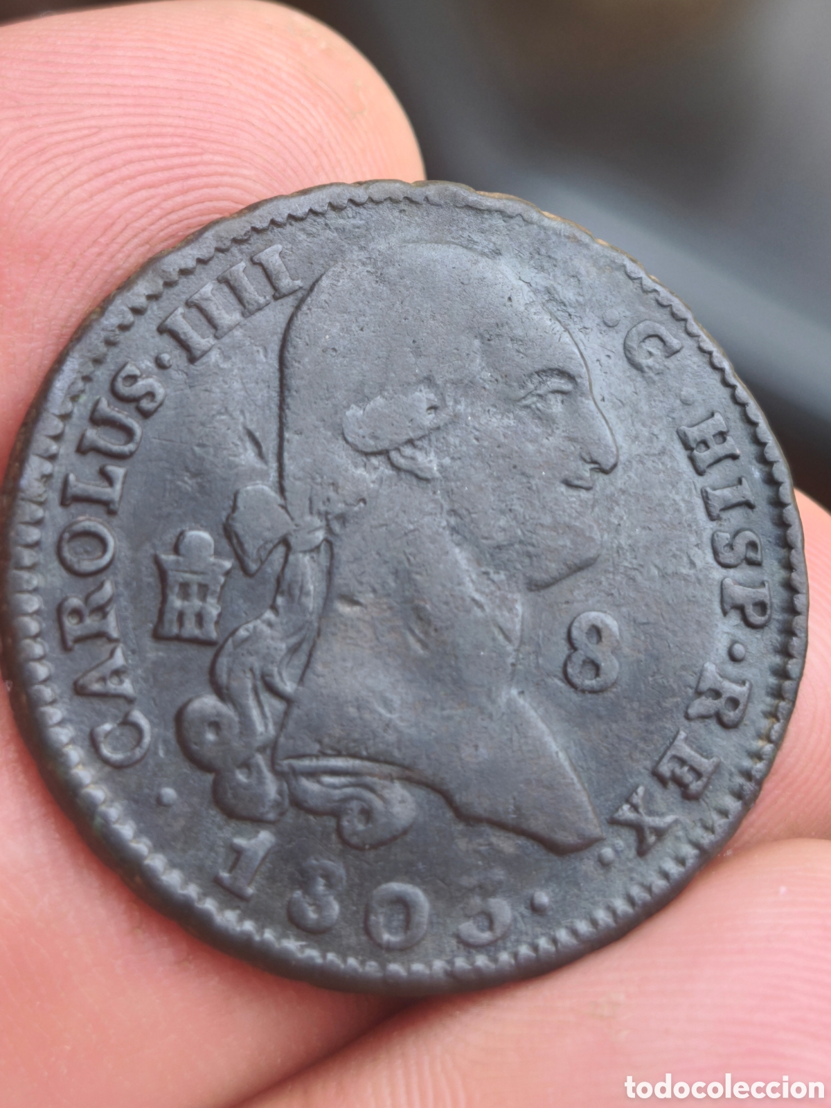 Monedas de Espa&ntilde;a: Carlos IV 1803 8 maravedis Segovia