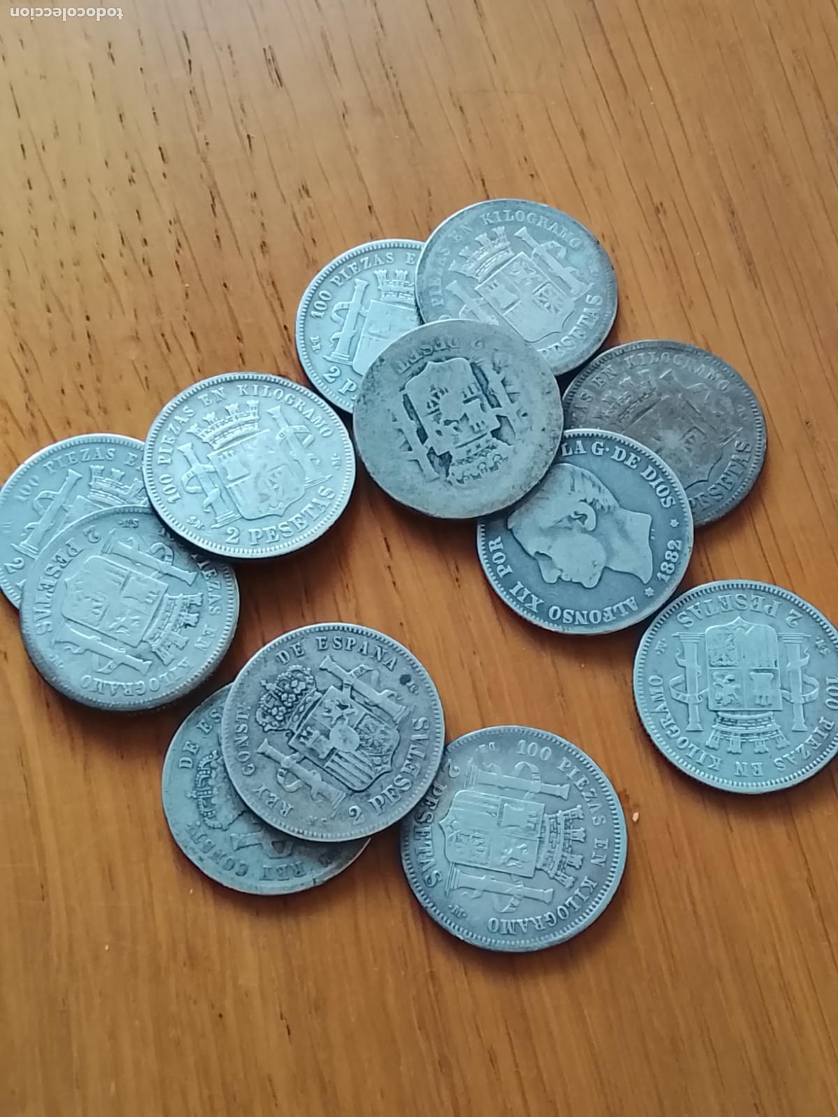Monedas de Espa&ntilde;a: 12 monedas de 2 pesetas de plata - Foto 2