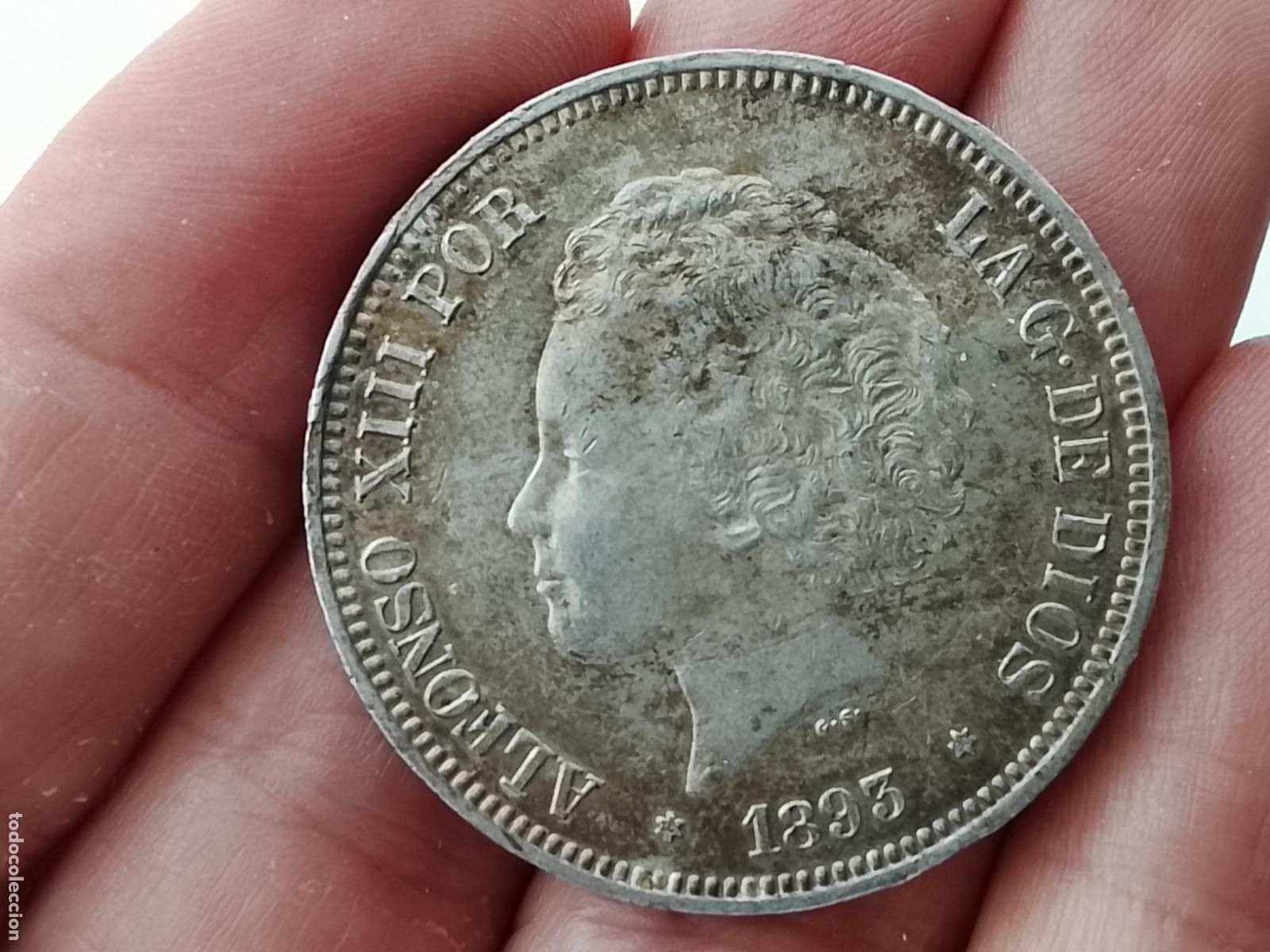 Monedas de Espa&ntilde;a: Excelente duro de 5 pesetas de plata 1893 PG L EBC-