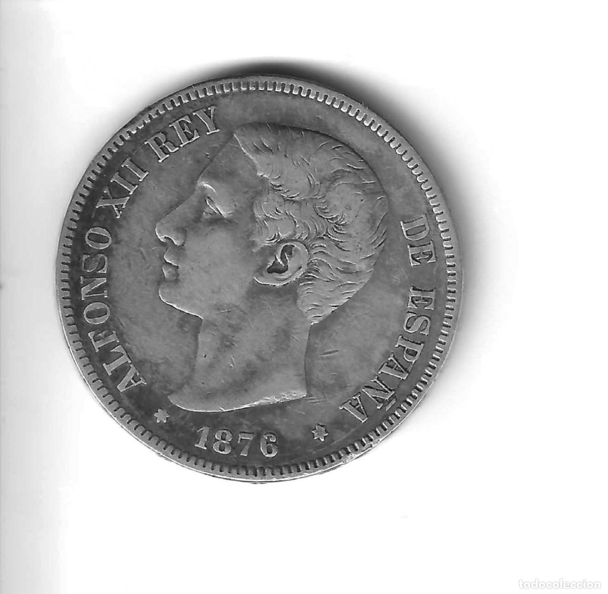 Monedas de Espa&ntilde;a: moneda 5 Pesetas Alfonso XII 1875