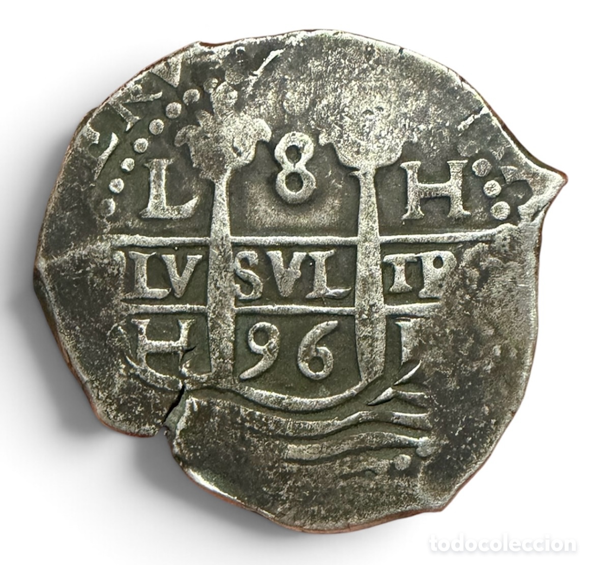 Monedas de Espa&ntilde;a: Potosi. Carlos II. 8 Reales 1696 VR Macuquina