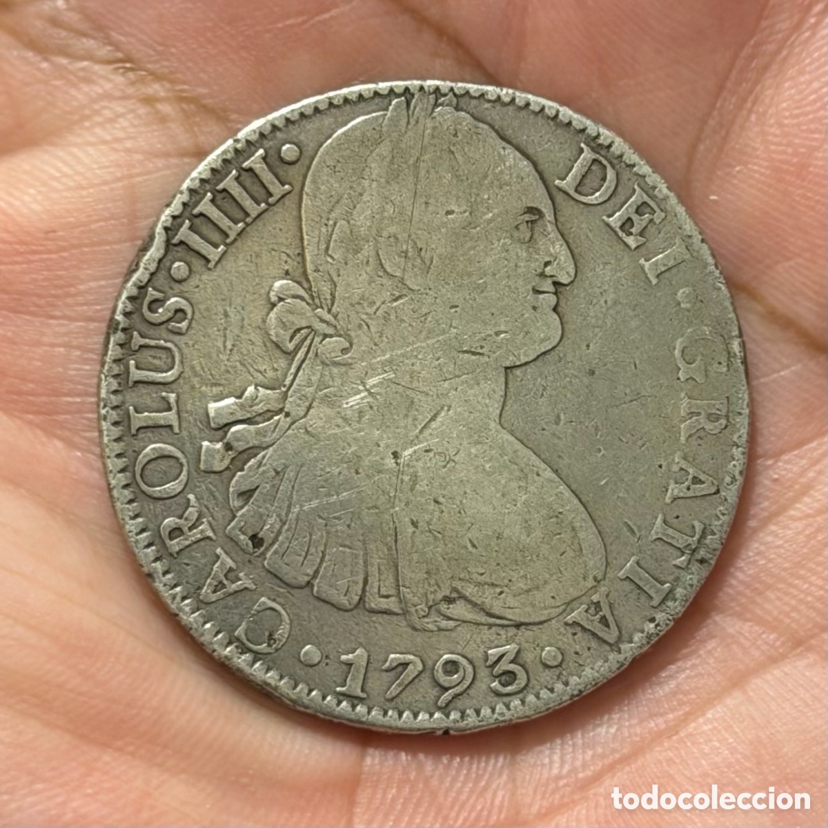 Monedas de Espa&ntilde;a: 8 Reales Carlos IIII 1793 M&eacute;xico Mo FM plata