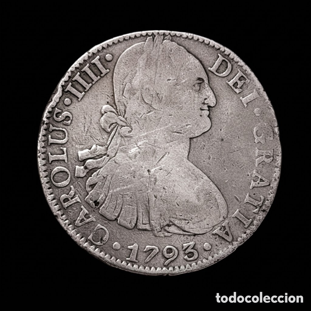 Monedas de Espa&ntilde;a: 8 Reales Carlos IIII 1793 M&eacute;xico Mo FM plata