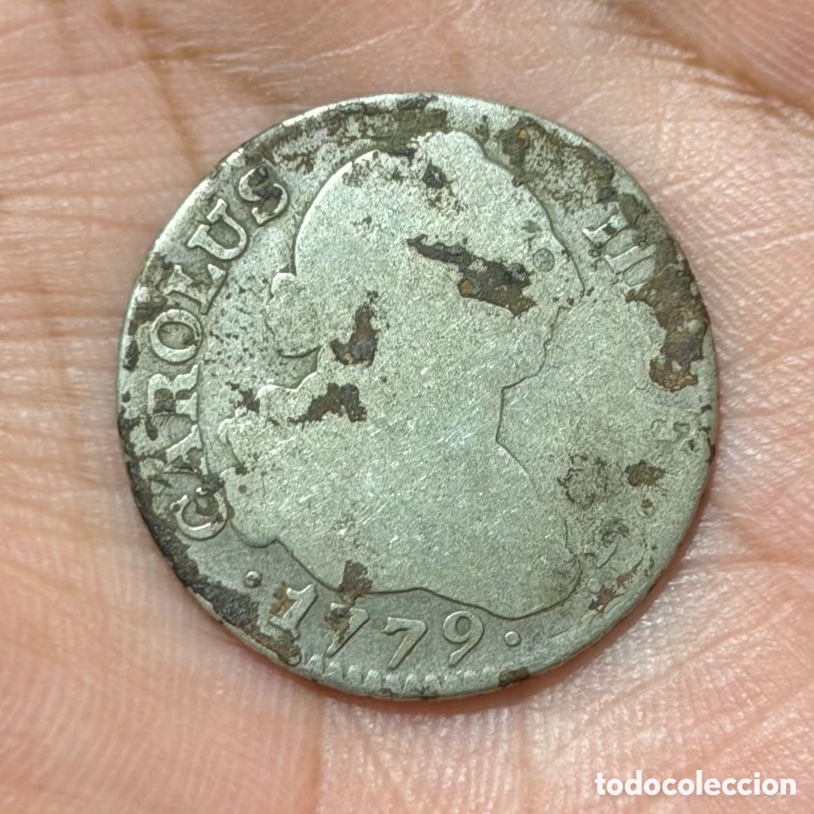 Monedas de Espa&ntilde;a: 2 Reales Carlos III 1779 plata moneda antigua