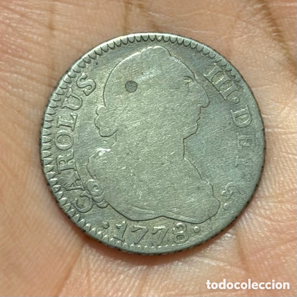 Monedas de Espa&ntilde;a: Moneda 2 reales plata 1778 Carlos III Madrid PJ antigua