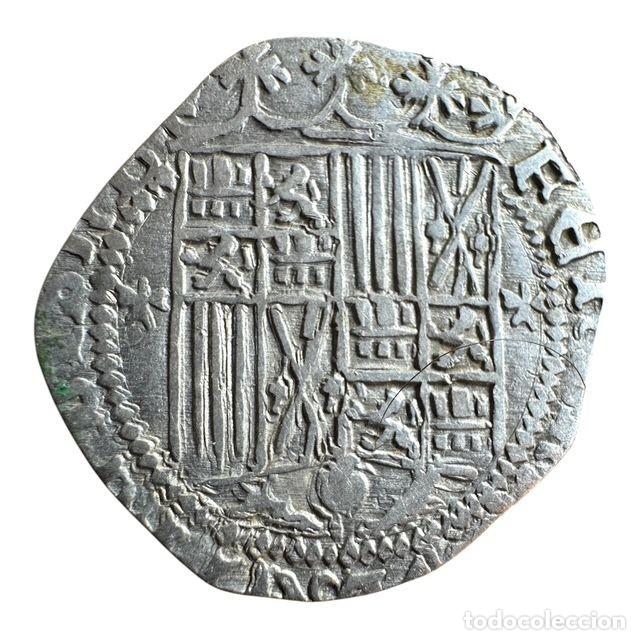 Monedas de Espa&ntilde;a: Reyes Cat&oacute;licos. 1 Real s/f 2,6 gr Granada 2 cruces floreadas en anverso. Algo recortada Ag MBC/VF