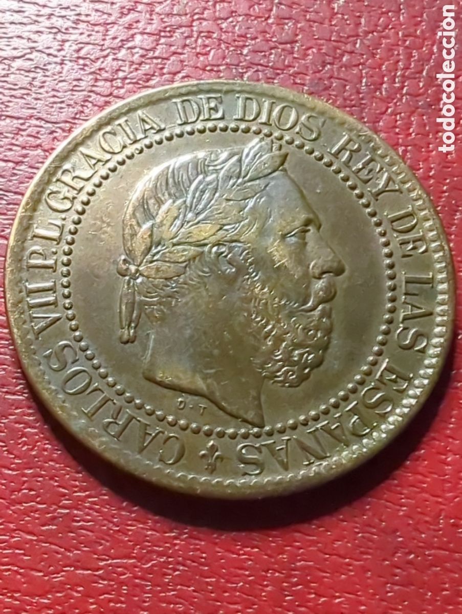 Monedas de Espa&ntilde;a: Carlos VII 10 c&eacute;ntimos 1875 escasa - Foto 1
