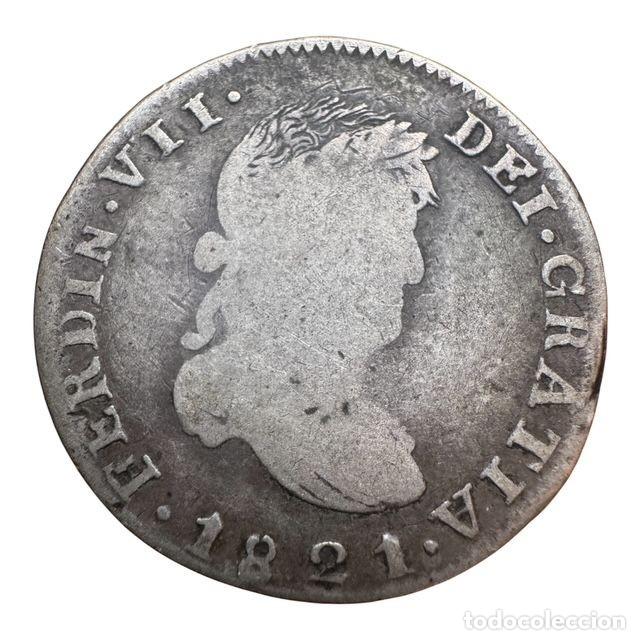 Monedas de Espa&ntilde;a: Fernando VII. 2 Rls 1821 Zacatecas RG Busto grande Para esta clase de monedas de necesidad MBC-