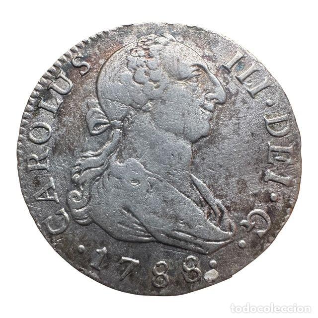 Monedas de Espa&ntilde;a: Carlos III. 2 Rls 1788 Sevilla C. Lev&iacute;simo golpecito en en reverso a las 12 horas por lo dem&aacute;s MBC+