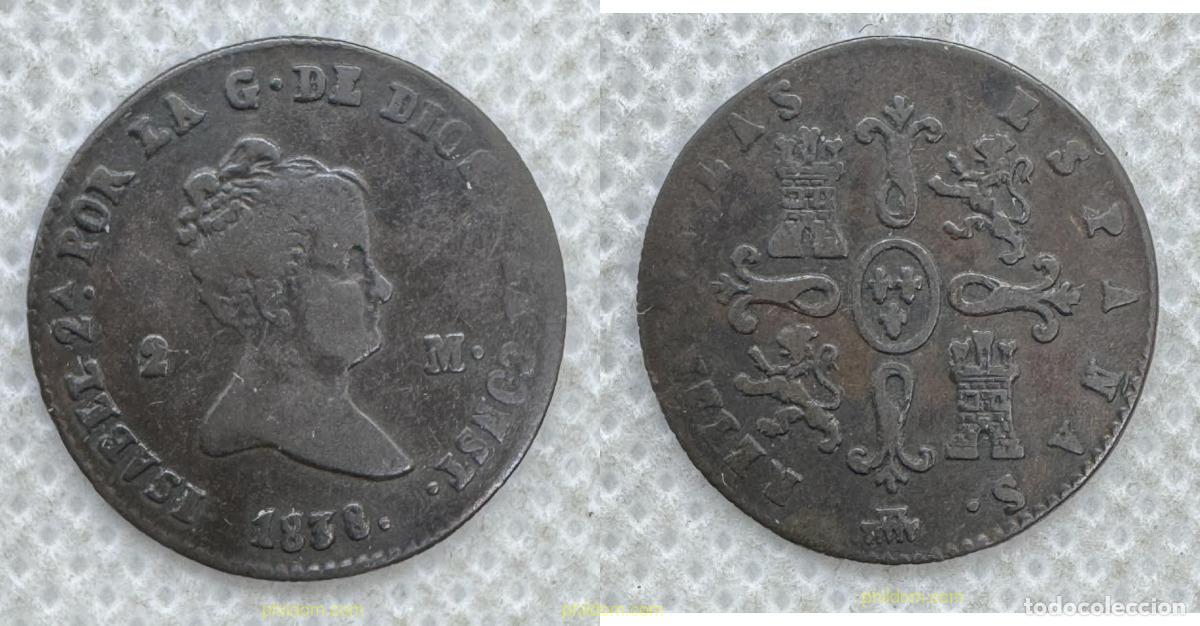 Monedas de Espa&ntilde;a: 5545 ESPA&Ntilde;A 1838 ISABEL II 2 MARAVEDIS 1838 SEGOBIA