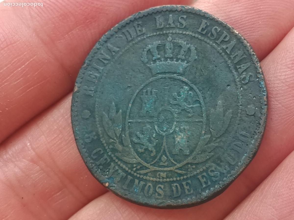 Monedas de Espa&ntilde;a: ESPA&Ntilde;A. 5 CENTIMOS DE ESCUDO. ISABEL II - Foto 2