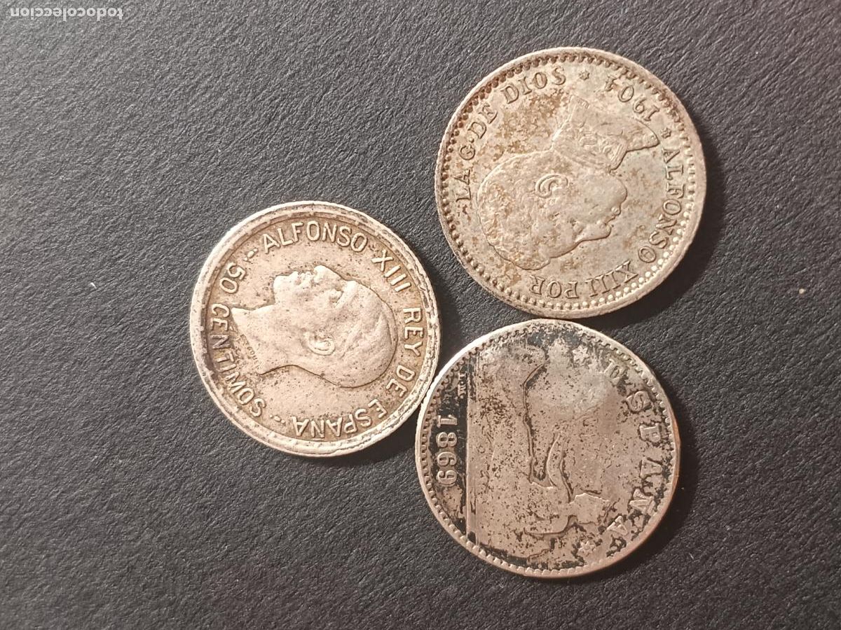 Monedas de Espa&ntilde;a: 3 monedas de 50 c&eacute;ntimos de plata - Foto 1