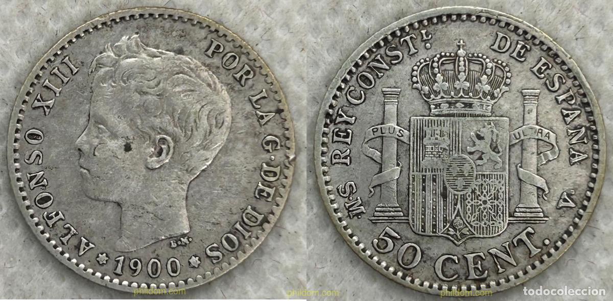 Monedas de Espa&ntilde;a: 4676 ESPA&Ntilde;A 1900 ALFONSO XII 50 CENTIMOS 1900 SM V