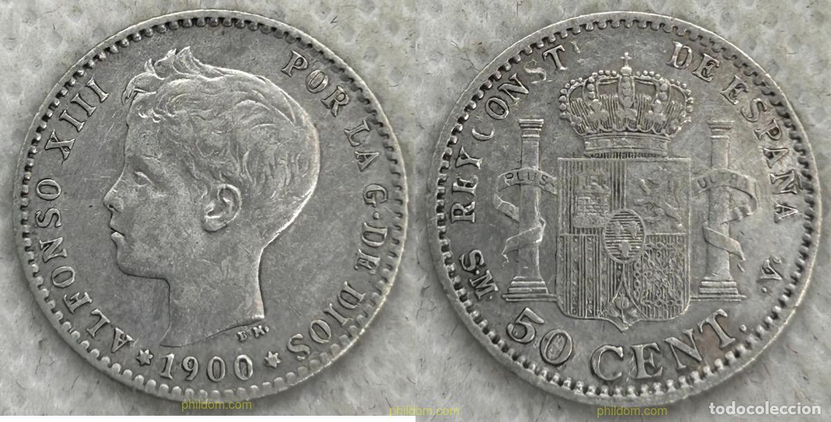 Monedas de Espa&ntilde;a: 4749 ESPA&Ntilde;A 1900 ALFONSO XII 50 CENTIMOS 1900 SM V