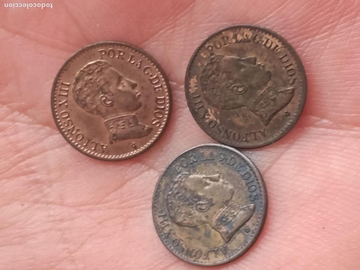 Monedas de Espa&ntilde;a: 3 monedas de 1 c&eacute;ntimo de 1906 - Foto 2