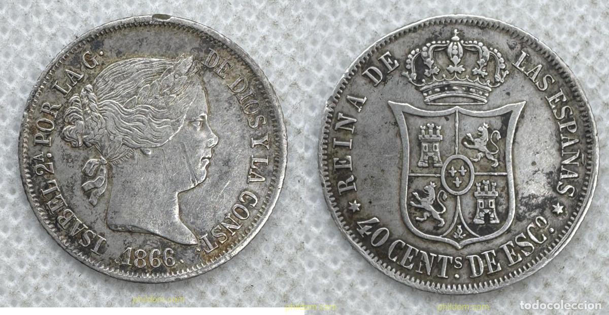 Monedas de Espa&ntilde;a: 5593 ESPA&Ntilde;A 1866 ISABEL II 1866 - 40 CENTIMOS DE ESCUDO Madrid