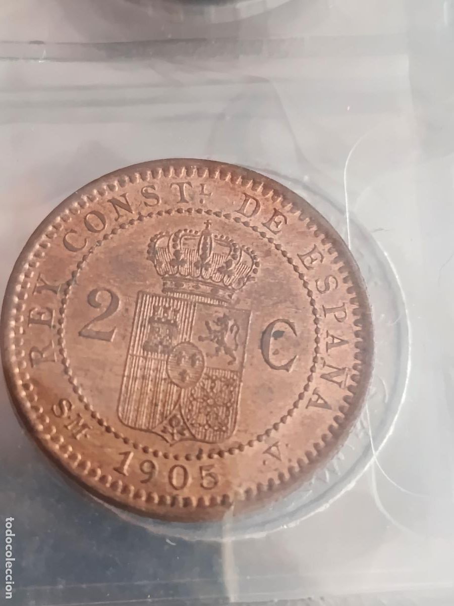 Monedas de Espa&ntilde;a: 2 c&eacute;ntimos 1905 EBC Brillo original