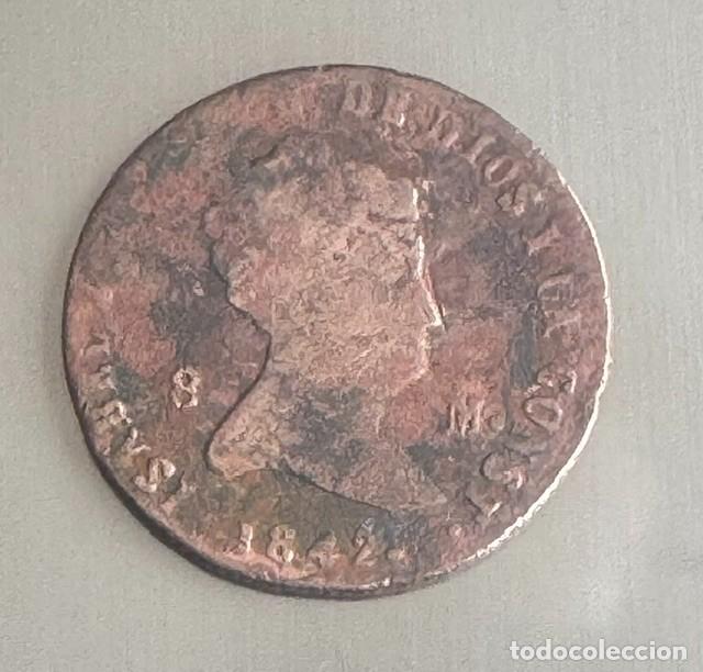 Monedas de Espa&ntilde;a: 8 MARAVED&Iacute;S - ISABEL II - 1842- COBRE