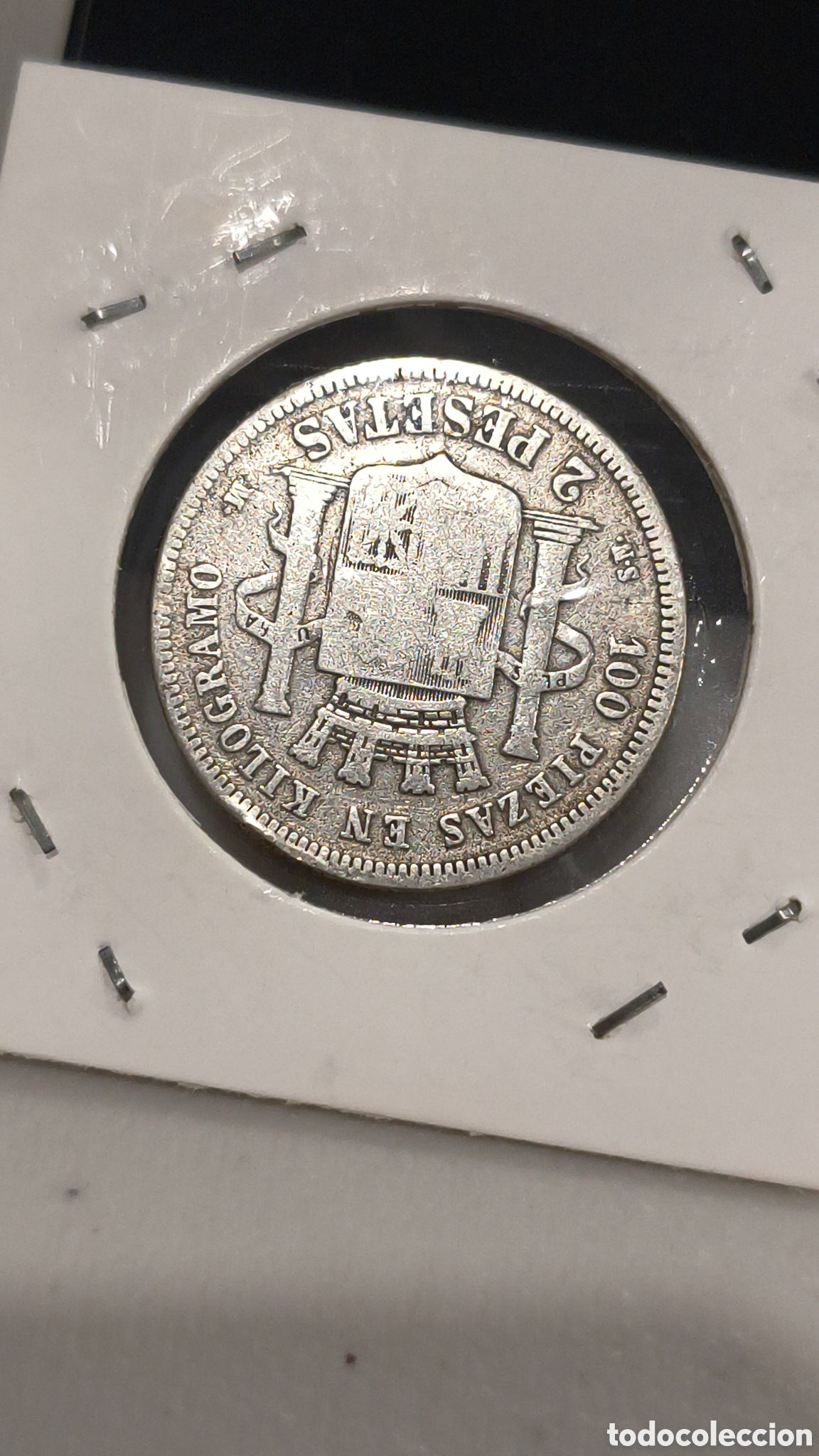 Monedas de Espa&ntilde;a: Moneda espa&ntilde;ola de 2 pesetas de 1869 - Foto 3