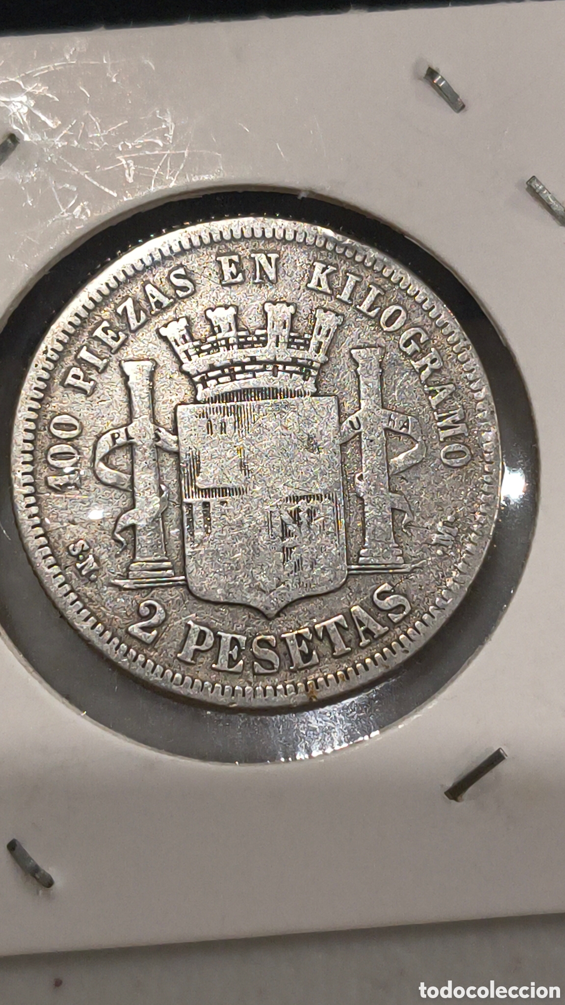 Monedas de Espa&ntilde;a: Moneda espa&ntilde;ola de 2 pesetas de 1869 - Foto 4