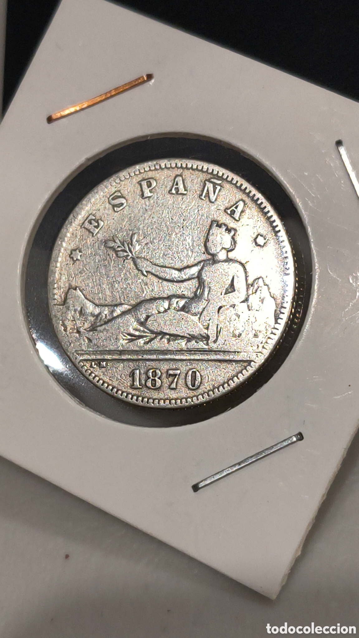 Monedas de Espa&ntilde;a: Moneda espa&ntilde;ola de 2 pesetas de 1870 - Foto 2