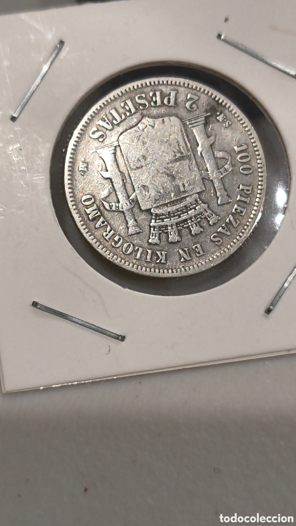 Monedas de Espa&ntilde;a: Moneda espa&ntilde;ola de 2 pesetas de 1870 - Foto 2
