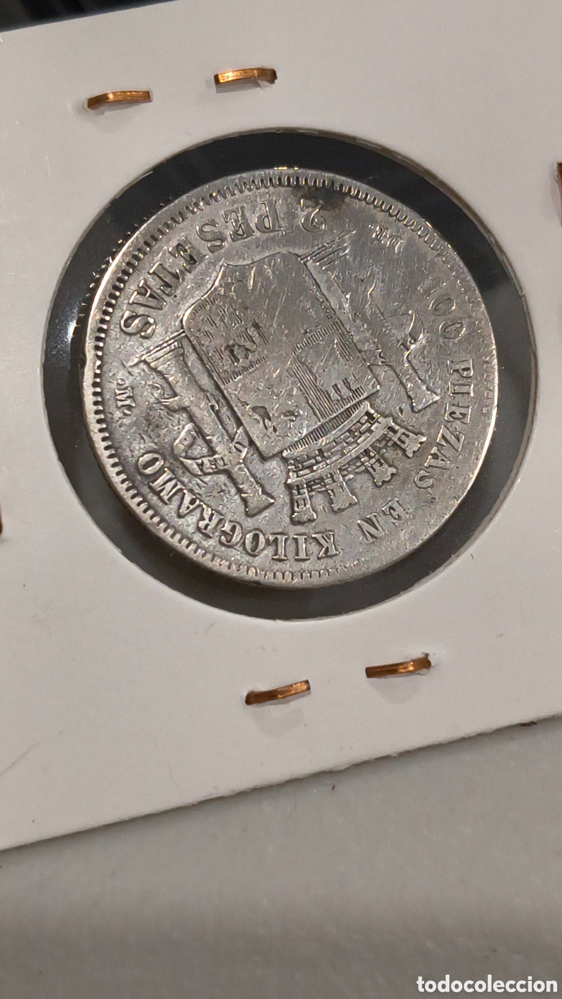 Monedas de Espa&ntilde;a: Moneda espa&ntilde;ola de 2 pesetas de 1870 - Foto 2