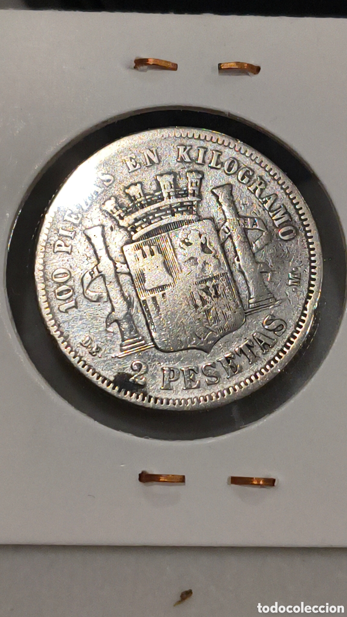 Monedas de Espa&ntilde;a: Moneda espa&ntilde;ola de 2 pesetas de 1870 - Foto 3