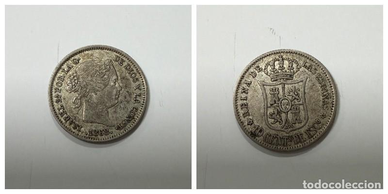 Monedas de Espa&ntilde;a: MONEDA. MADRID. ISABEL II. 10 CENTIMOS DE ESCUDO. 1868. ESTRELLAS *6-8*. PLATA. VER FOTOS