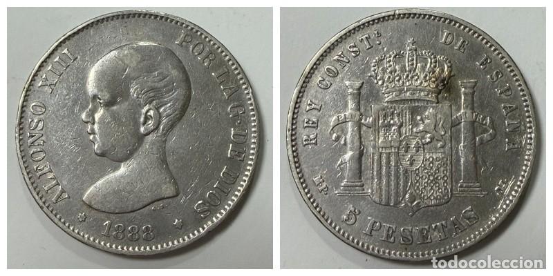 Monedas de Espa&ntilde;a: MONEDA. ALFONSO XIII. 5 PESETAS. 1888. ESTRELLAS *18-88*. MPM. VER FOTOS