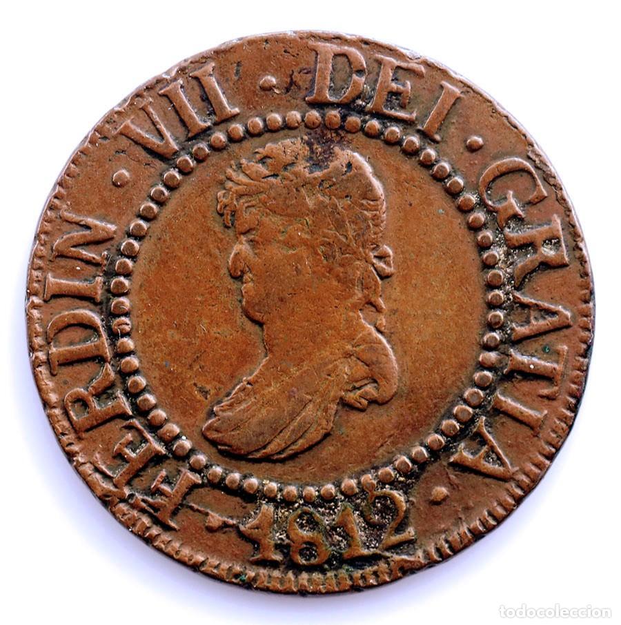 Monedas de Espa&ntilde;a: SC. Spain-Fernando VII. 12 diners 1812 Mallorca. MBC+/VF+ Cobre 7 g. Escasa