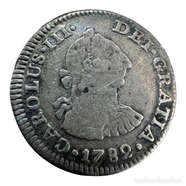 Monedas de Espa&ntilde;a: Carlos III. 1/2 Real 1782 M&eacute;xico FF Ag MBC/VF