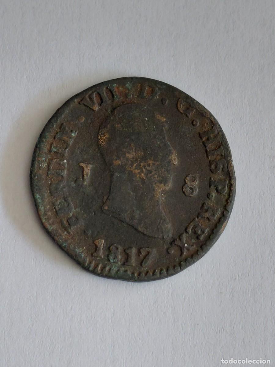 Monedas de Espa&ntilde;a: Moneda de 8 maravedies de Fernando VII, jubia, 1817