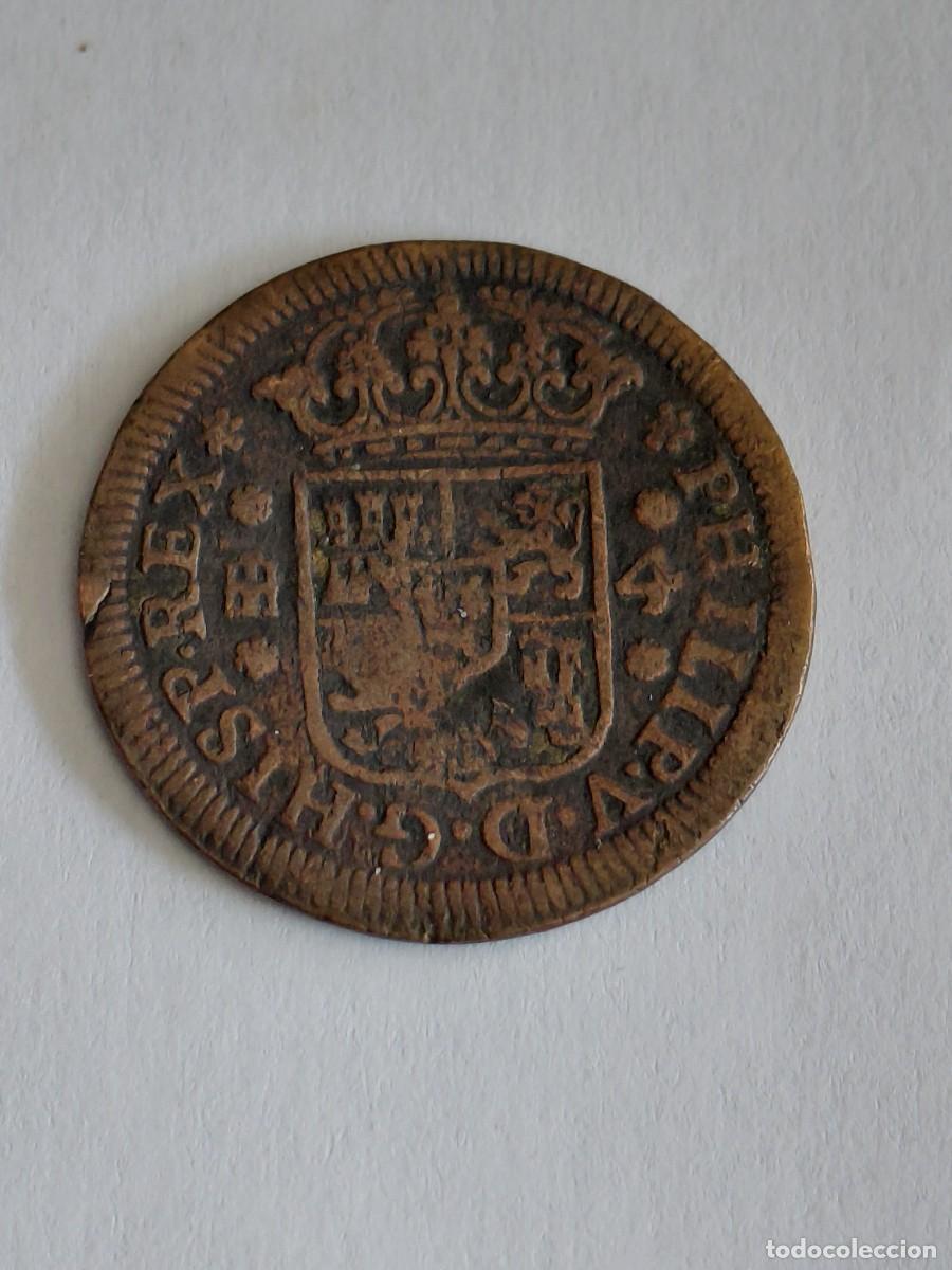 Monedas de Espa&ntilde;a: Moneda de 4 maravedies Felipe IV, ceca Segovia, 1741