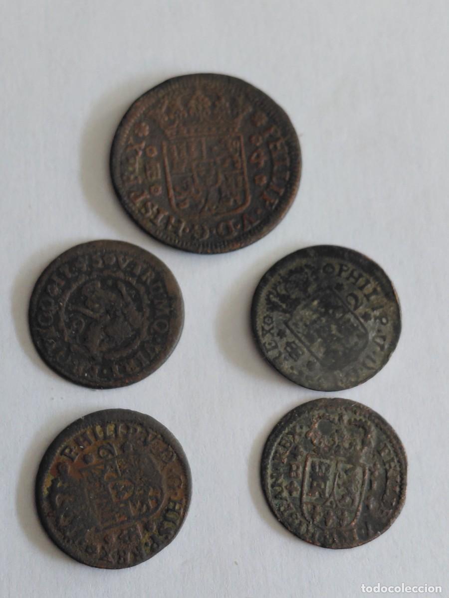 Monedas de Espa&ntilde;a: Bonito lote 5 monedas Felipe IV, a limpiar y expertizar