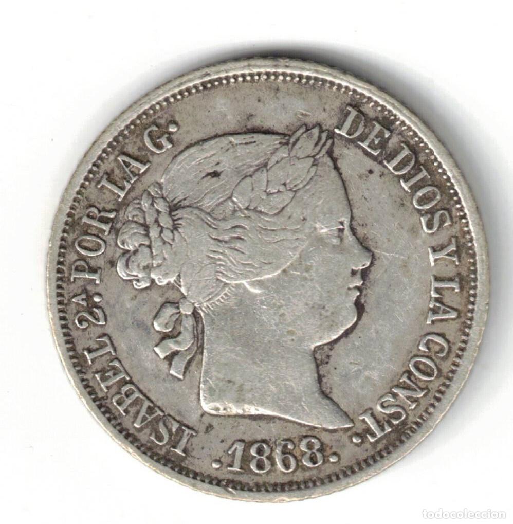 Monedas de Espa&ntilde;a: ESPA&Ntilde;A MONEDA 20 CENTIMOS DE ESCUDO ISABEL II 1868 * 6 * 8 MADRID - PLATA