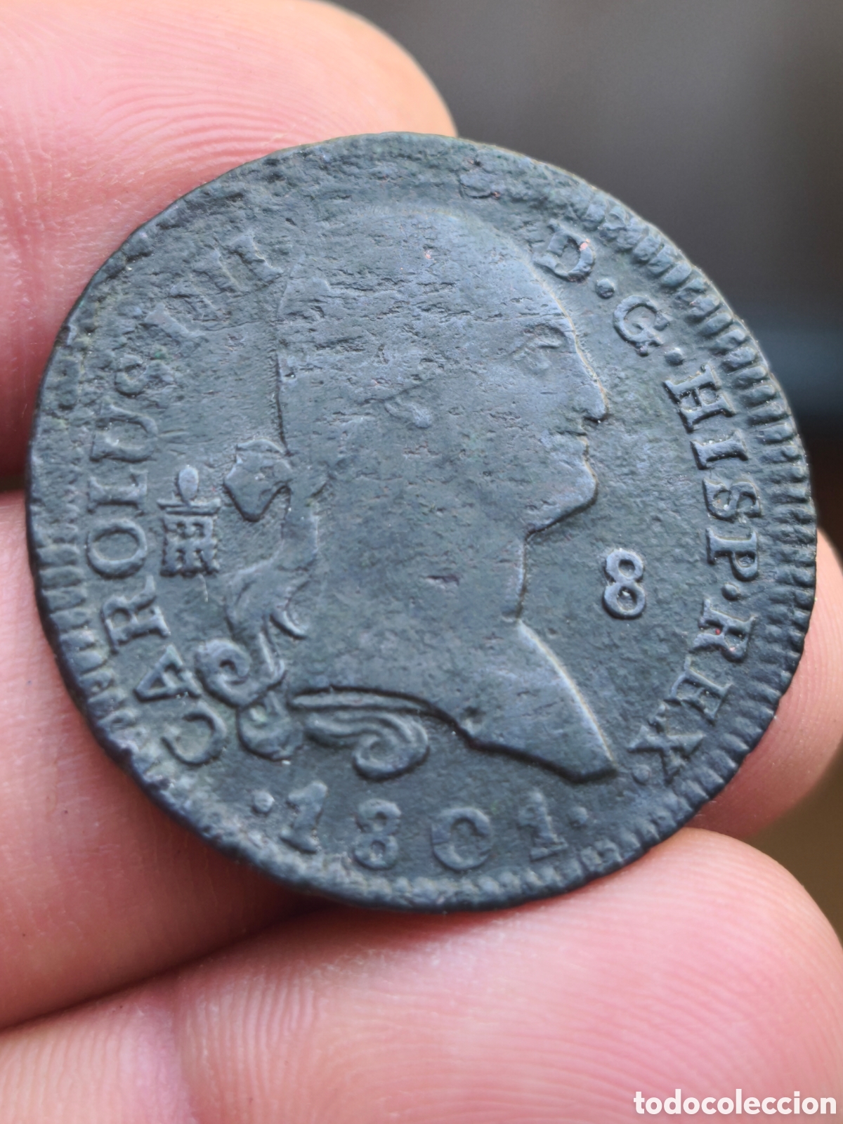 Monedas de Espa&ntilde;a: Carlos IV 1801 8 maravedis Segovia