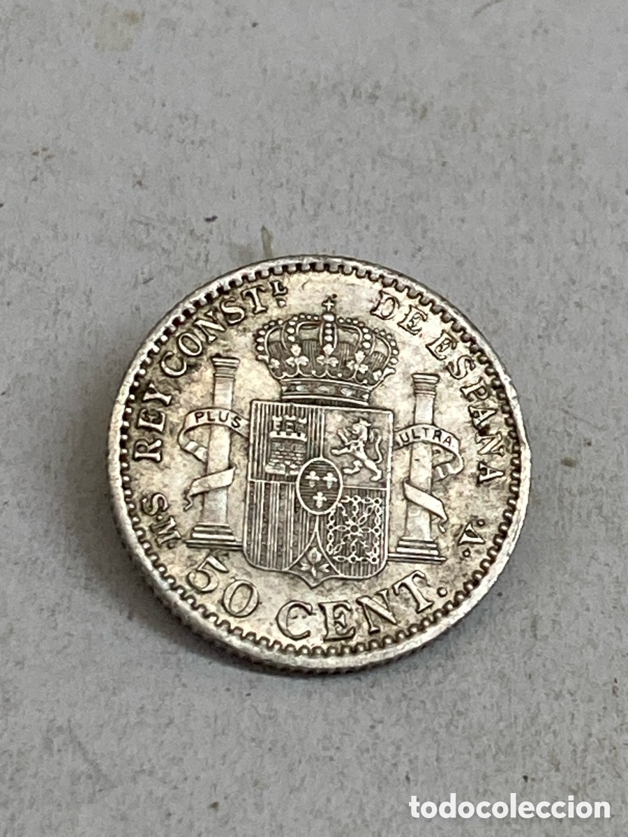 Monedas de Espa&ntilde;a: Moneda de plata 50 c&eacute;ntimos 1900 *00 - Foto 2