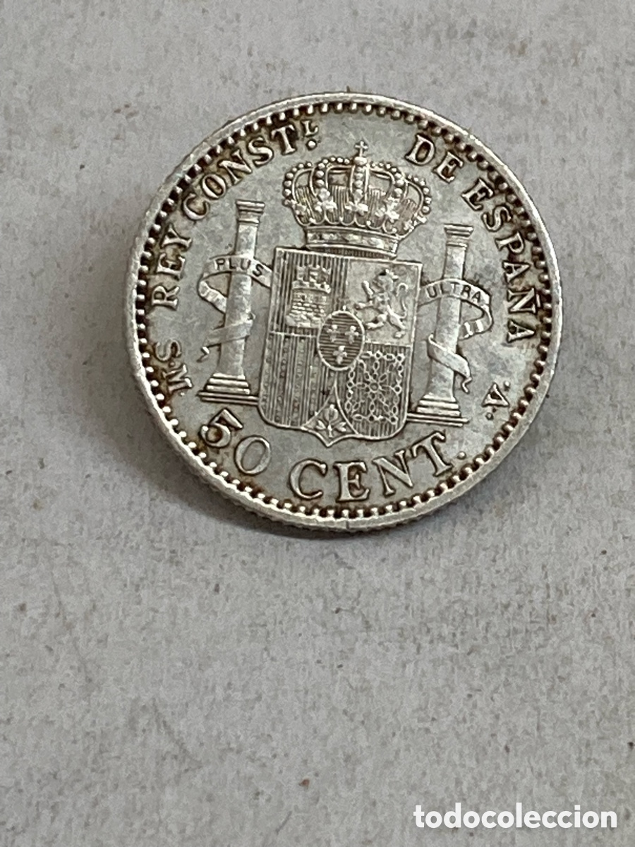 Monedas de Espa&ntilde;a: Moneda de plata 50 c&eacute;ntimos 1900 - Foto 2