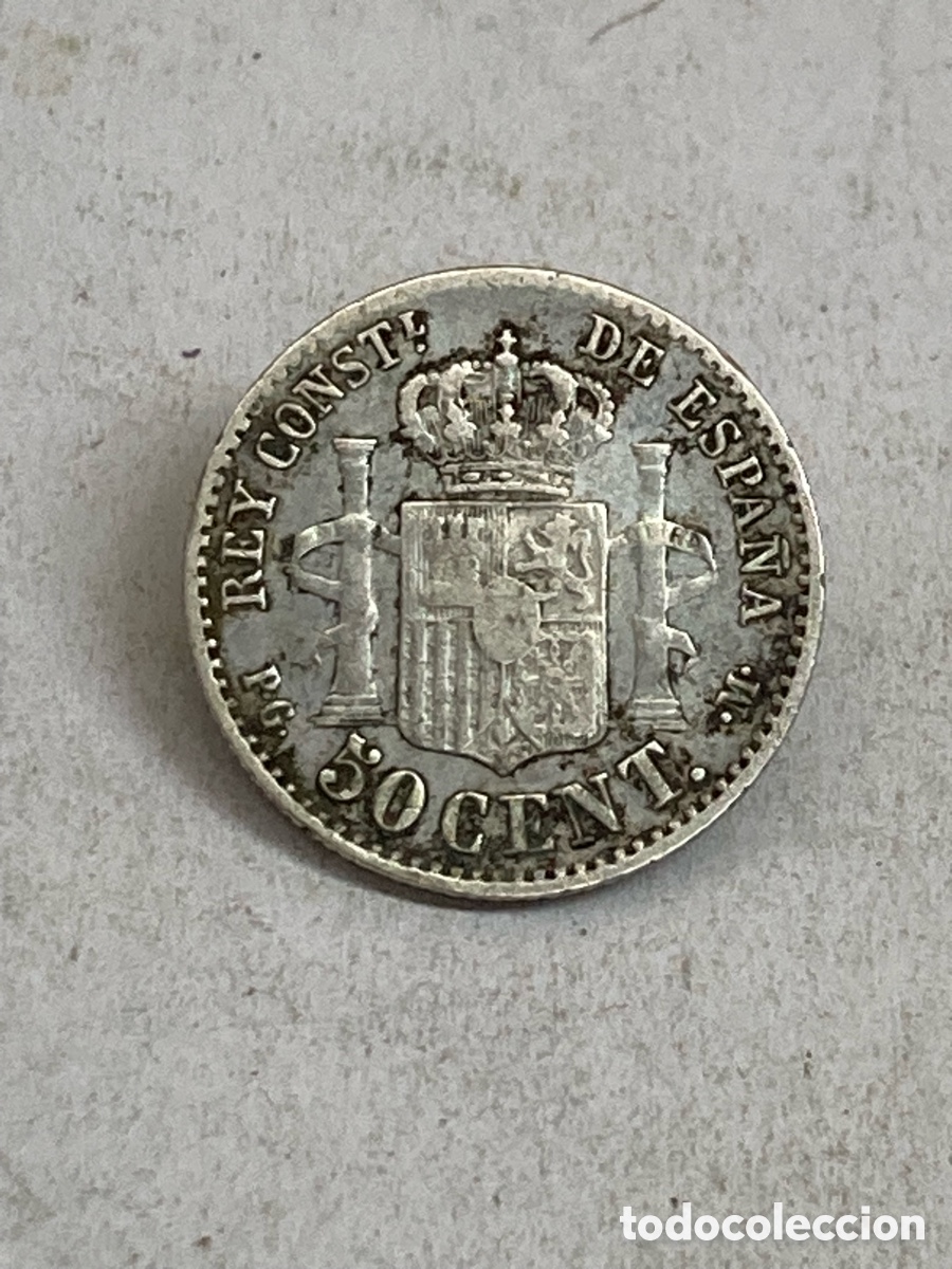 Monedas de Espa&ntilde;a: Moneda de plata 50 c&eacute;ntimos 1892 - Foto 2