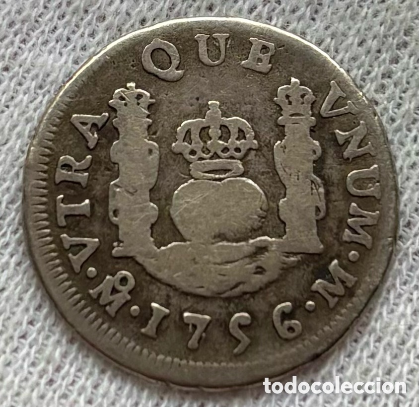 Monedas de Espa&ntilde;a: Moneda PLATA 1 Real 1756 Mexico. Fernando VI. Columnario